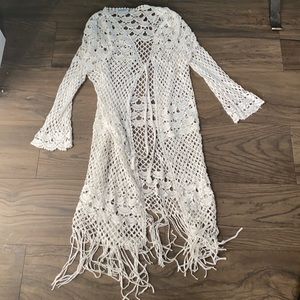White knitted cover up
